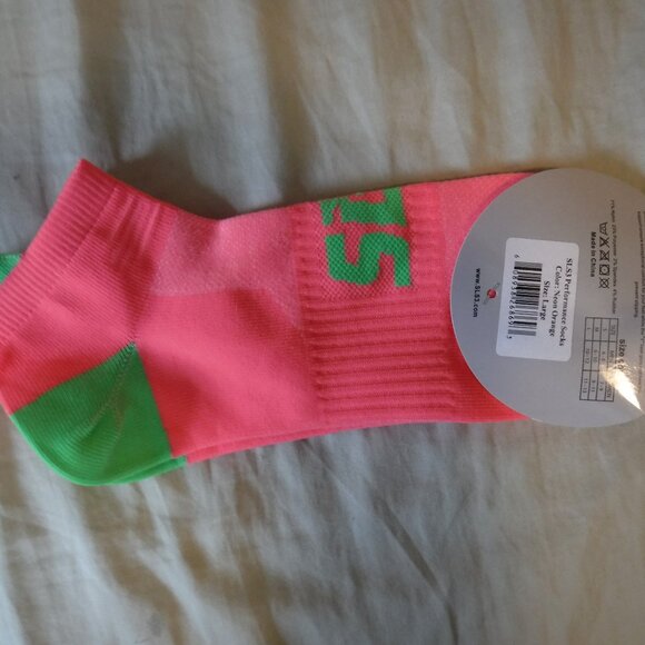 SLS3 Adult Triathlon Athletic Performance Socks Size Large Neon Orange NWT - Picture 4 of 8